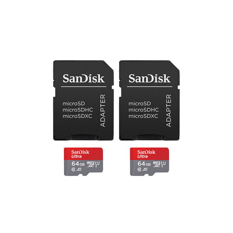 SanDisk Ultra microSDXC 64GB 140MBs+Adapt 2Pack SDSQUAB-064G-GN6MT från buy2say.com! Anbefalede produkter | Elektronik online bu