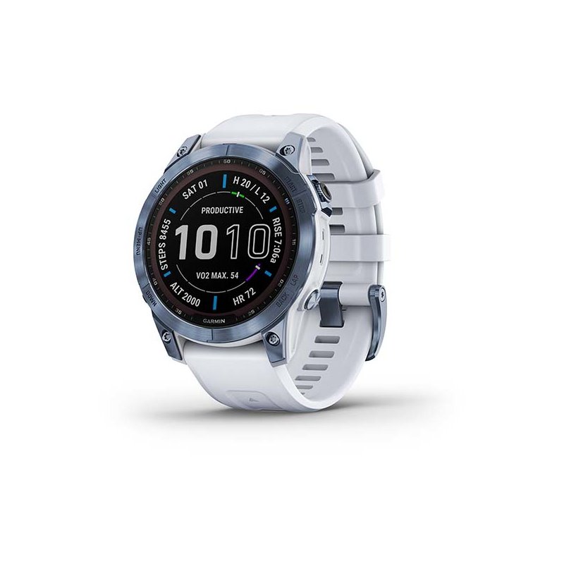 Garmin fenix 7 Sapphire Solar Blue Titanium with White Band 753759278113 fra buy2say.com! Anbefalede produkter | Elektronik onli