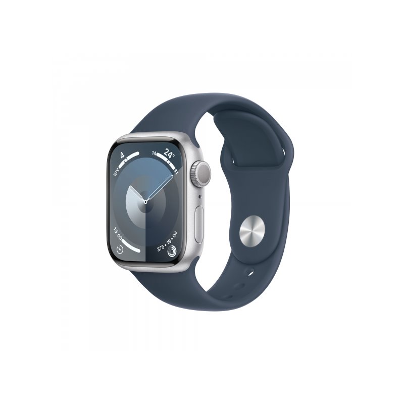 Apple Watch S9 Alu. 41mm GPS Silver Sport Band Storm Blue S/M MR903QF/A от buy2say.com!  Препоръчани продукти | Онлайн магазин з