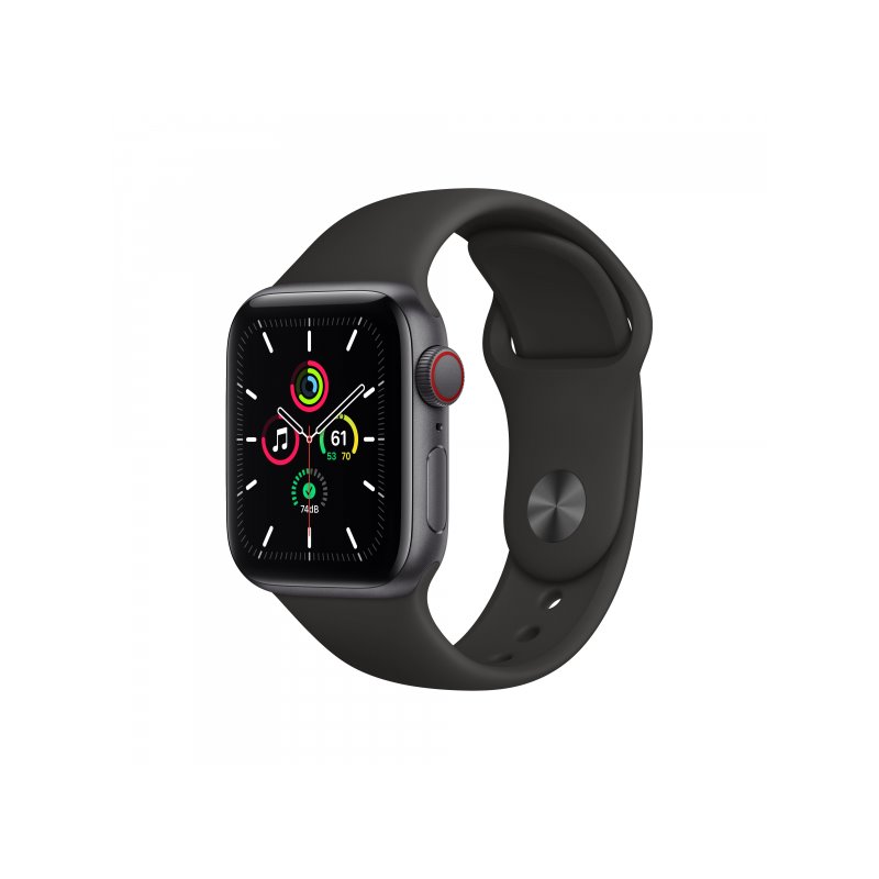 Apple Watch SE Space Grey Aluminium 40mm 4G Black Sport Band DE MYEK2FD/A fra buy2say.com! Anbefalede produkter | Elektronik onl