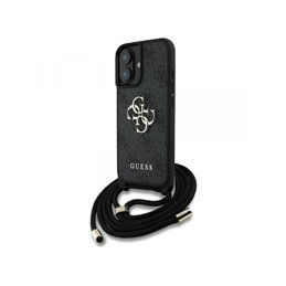 Guess iPhone 16 Plus black 4G Big Logo Cord Stap Crossbody