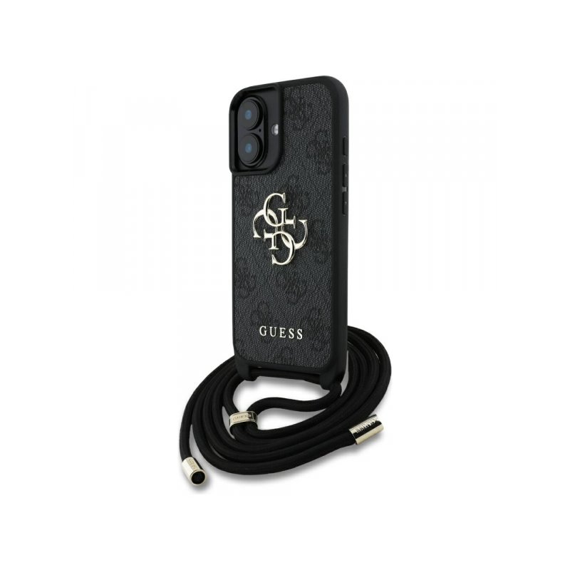 Guess iPhone 16 black 4G Big Logo Cord Stap Crossbody