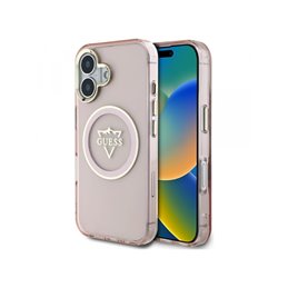 Guess iPhone 16 pink IML Metal Mountain Logo MagSafe
