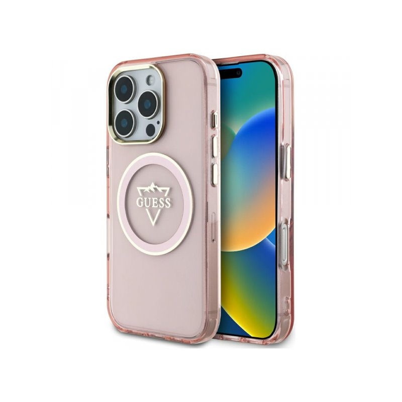 Guess iPhone 16 Pro pink IML Metal Mountain Logo MagSafe Guess iPhone 16 Pro pink IML Metal Mountain Logo MagSafe