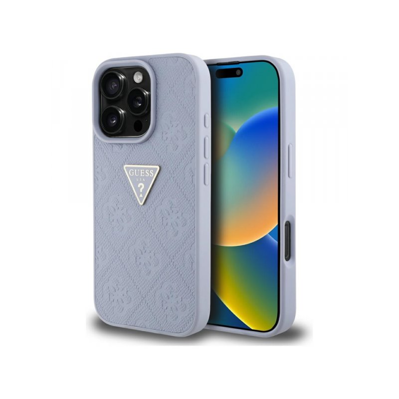 Guess iPhone 16 Pro Max purple Hot Stamp 4G Pattern Triangle Metal Logo Guess iPhone 16 Pro Max purple Hot Stamp 4G Pattern Triangle Metal Logo