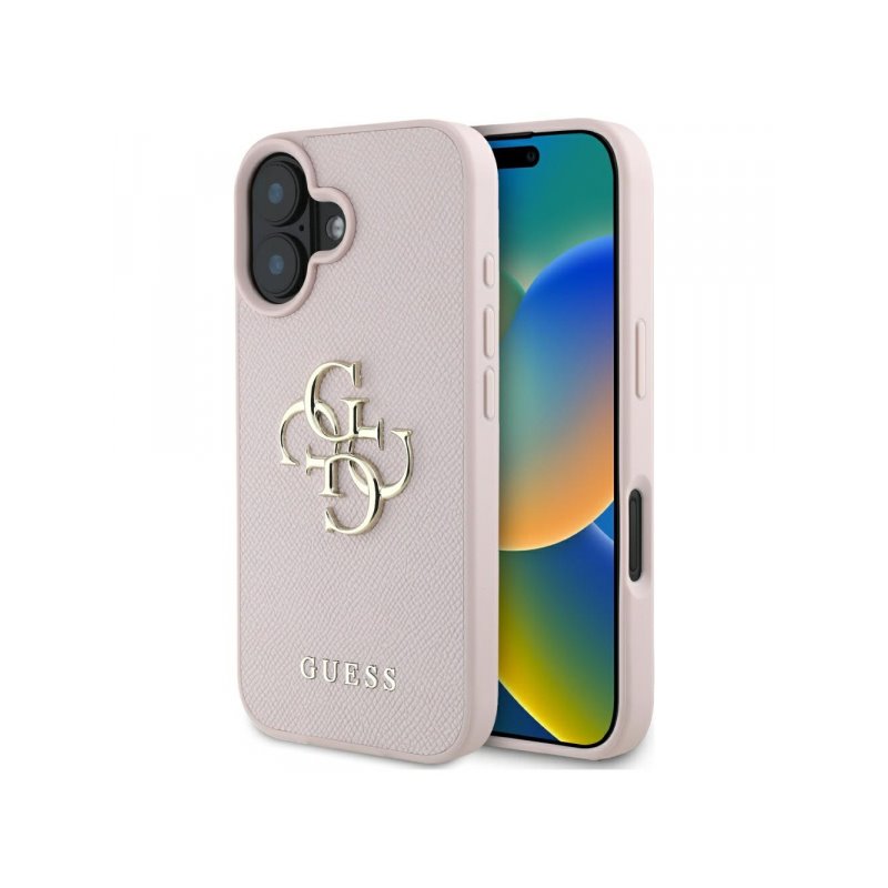 Guess iPhone 16 pink Grained Big 4G Logo Small Classic Logo Guess iPhone 16 pink Grained Big 4G Logo Small Classic Logo