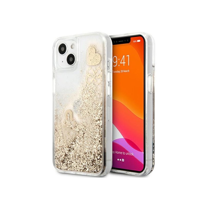 Guess iPhone 13 mini gold hardcase Glitter Charms