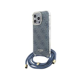 Guess iPhone 15 Pro Max blue hardcase Crossbody Cord 4G Print