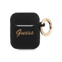 Guess AirPods cover black Silicone Vintage Script