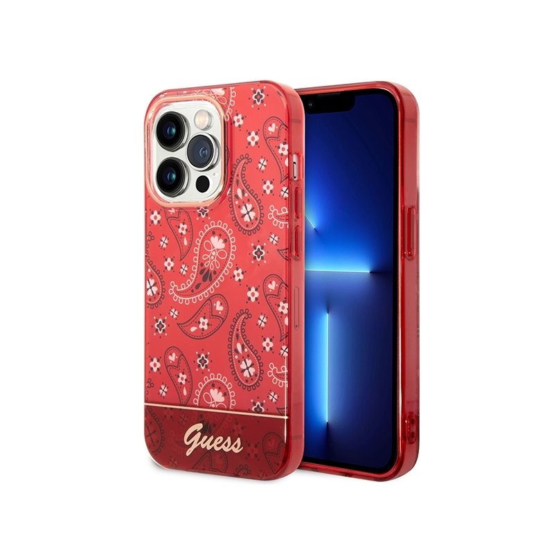 Guess iPhone 14 Pro red hardcase Bandana Paisley Guess iPhone 14 Pro red hardcase Bandana Paisley