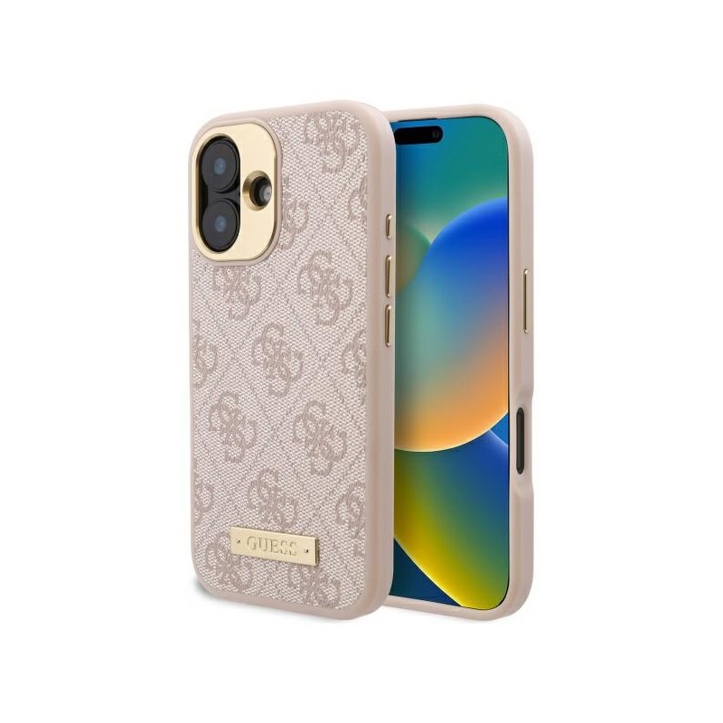 Guess iPhone 16 Plus pink hardcase 4G Logo Plate MagSafe Guess iPhone 16 Plus pink hardcase 4G Logo Plate MagSafe