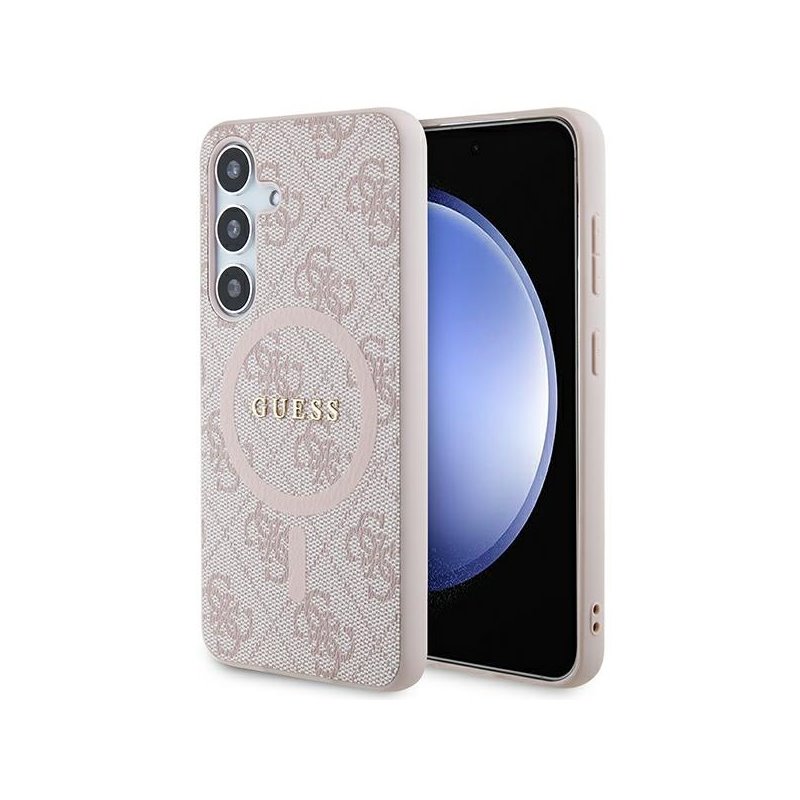 Guess Samsung Galaxy S24 pink hardcase 4G Collec. Leather Metal Logo MagS. Guess Samsung Galaxy S24 pink hardcase 4G Collec. Leather Metal Logo MagS.
