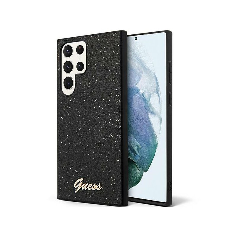 Guess Samsung Galaxy S24 Ultra S928 black hardcase Glitter Script Guess Samsung Galaxy S24 Ultra S928 black hardcase Glitter Script