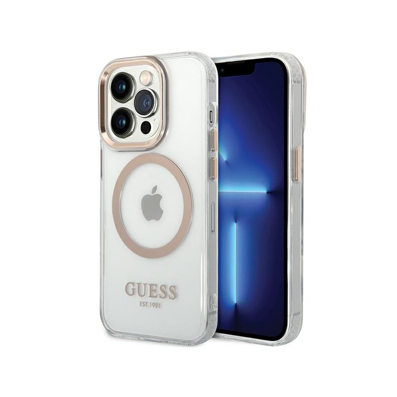 Guess iPhone 15 Pro Max gold hardcase Metal Outline Magsafe