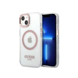 Guess iPhone 13/14/15 pink hardcase Metal Outline Magsafe
