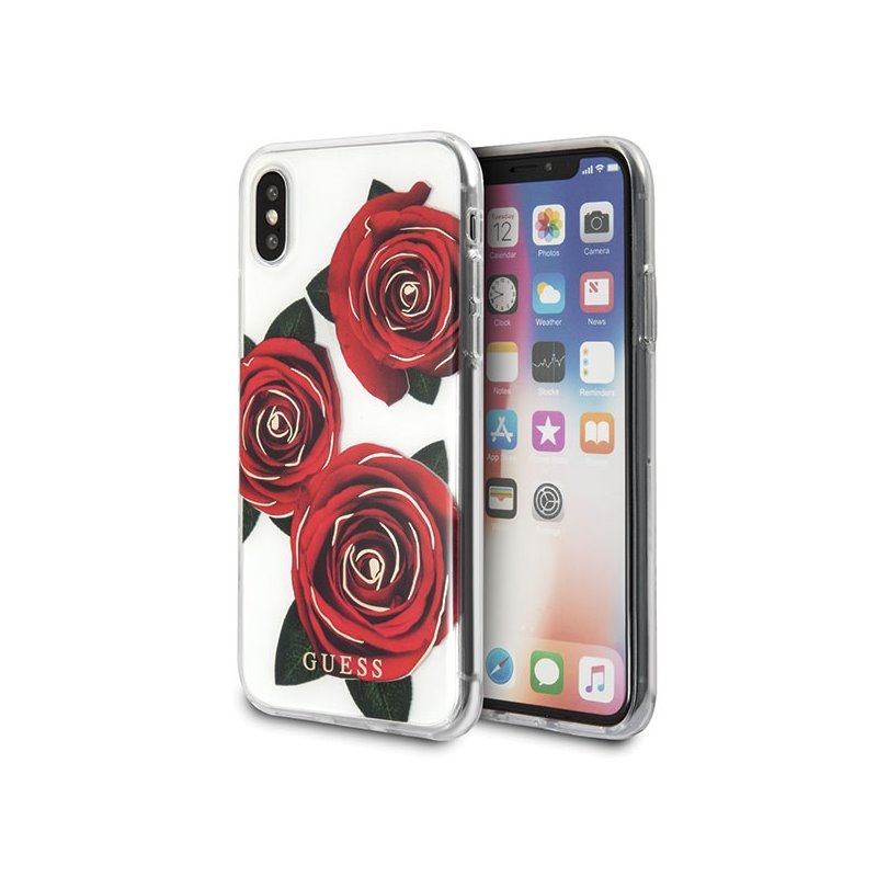 Guess iPhone X transparent hardcase Flower Desire red rose