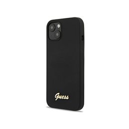 Guess iPhone 13/14/15 black hardcase Silicone Script Gold Logo