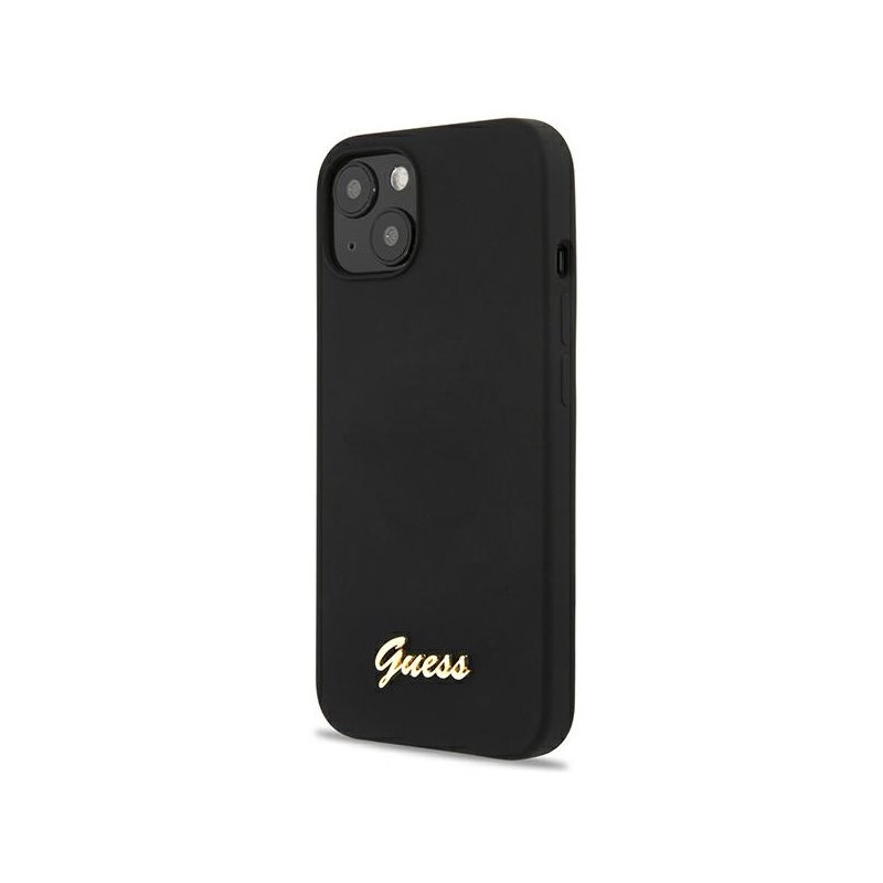 Guess iPhone 13/14/15 black hardcase Silicone Script Gold Logo