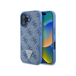 Guess iPhone 16 blue hardcase Leather 4G Triangle Strass MagSafe