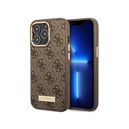 Guess iPhone 14 Pro brown hardcase 4G Logo Plate MagSafe