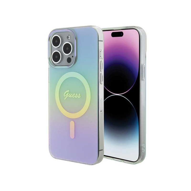 Guess iPhone 15 Pro turquoise hardcase IML Iridescent MagSafe Guess iPhone 15 Pro turquoise hardcase IML Iridescent MagSafe
