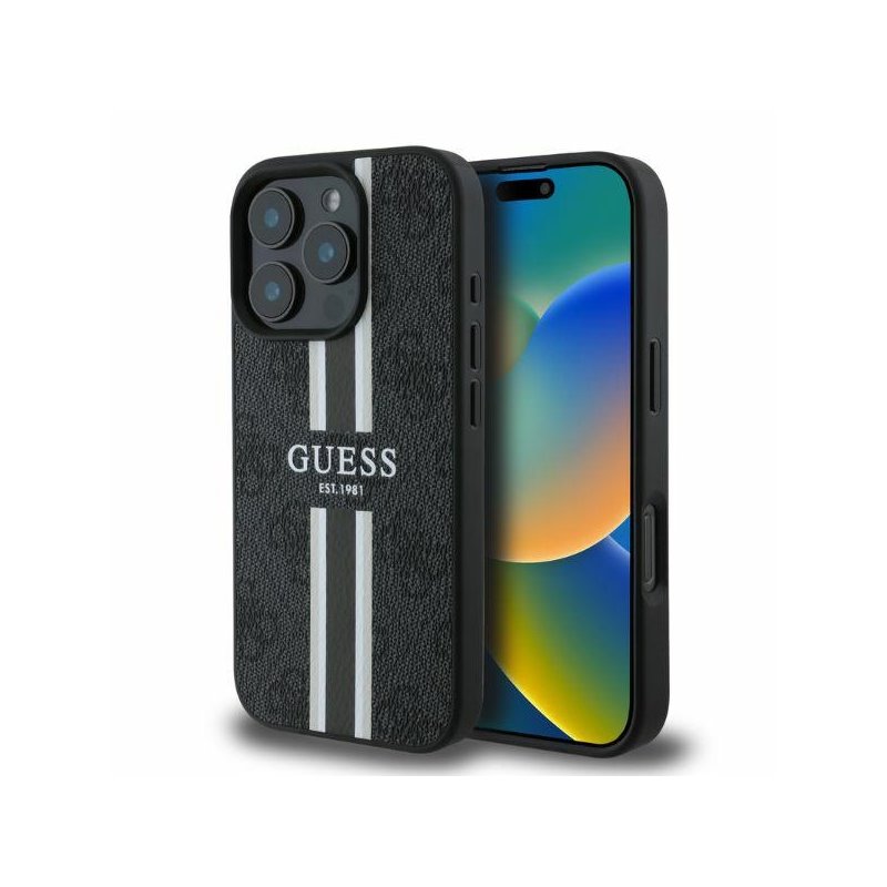 Guess iPhone 16 Pro black hardcase 4G Printed Stripes MagSafe Guess iPhone 16 Pro black hardcase 4G Printed Stripes MagSafe