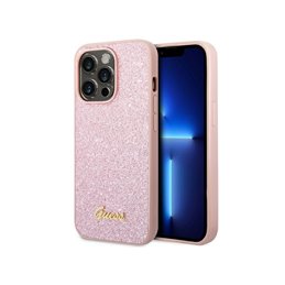 Guess iPhone 14 Pro Max pink hardcase Glitter Script
