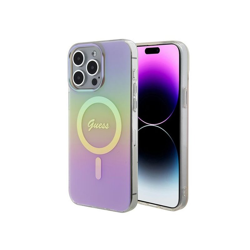 Guess iPhone 15 Pro Max pink hardcase IML Iridescent MagSafe Guess iPhone 15 Pro Max pink hardcase IML Iridescent MagSafe