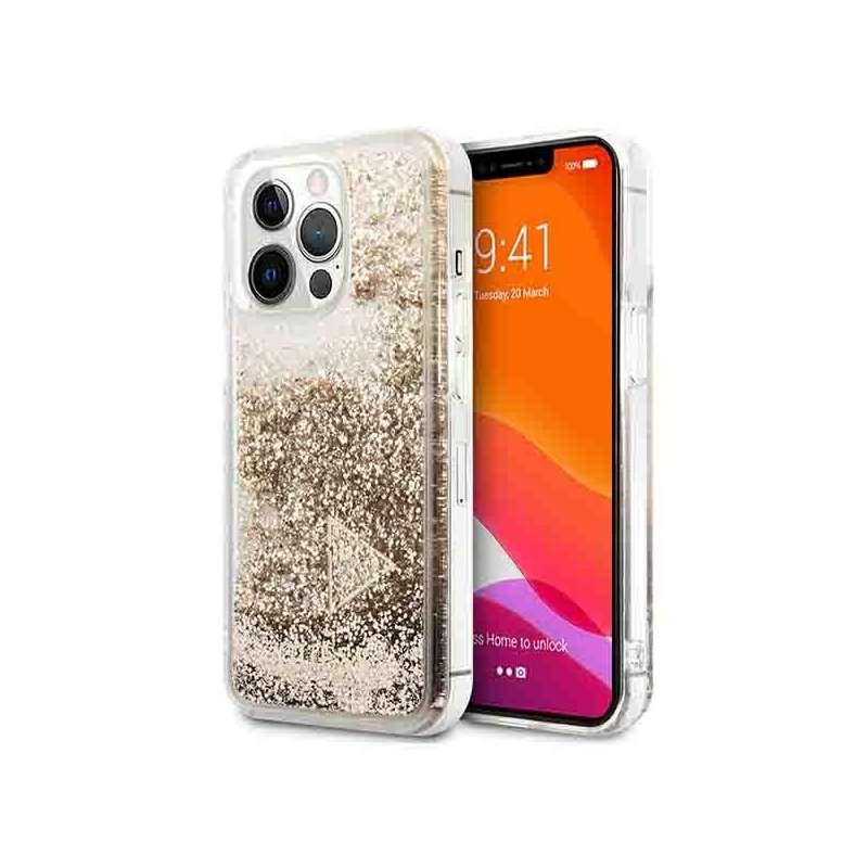 Guess iPhone 14 Pro gold hardcase Glitter Charms Guess iPhone 14 Pro gold hardcase Glitter Charms