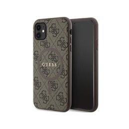Guess iPhone Xr/11 brown hardcase 4G Collection Leather Metal Logo MagSa