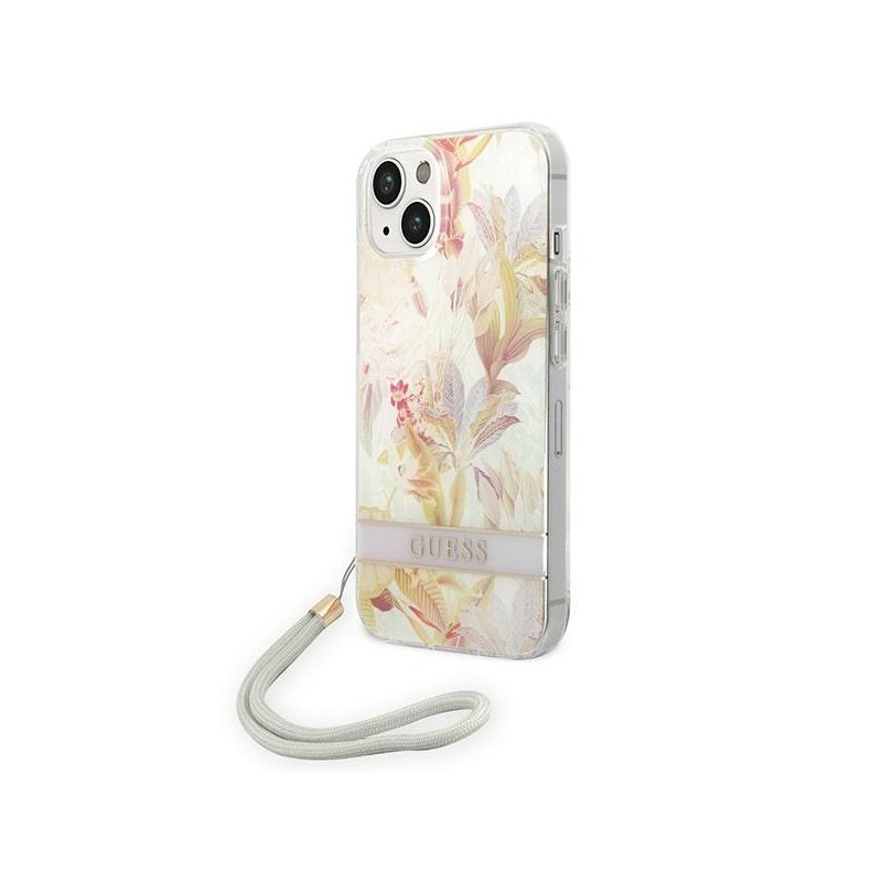 Guess iPhone 14 Plus/15 Plus purple hardcase Flower Strap Guess iPhone 14 Plus/15 Plus purple hardcase Flower Strap