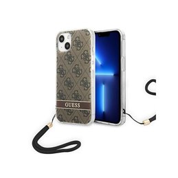 Guess iPhone 14 Plus/15 Plus brown hardcase 4G Print Strap