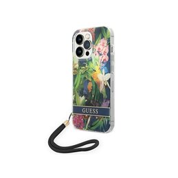 Guess iPhone 14 Pro blue hardcase Flower Strap
