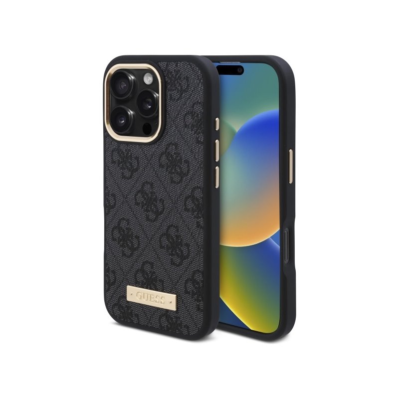 Guess iPhone 16 Pro Max black hardcase 4G Logo Plate MagSafe Guess iPhone 16 Pro Max black hardcase 4G Logo Plate MagSafe