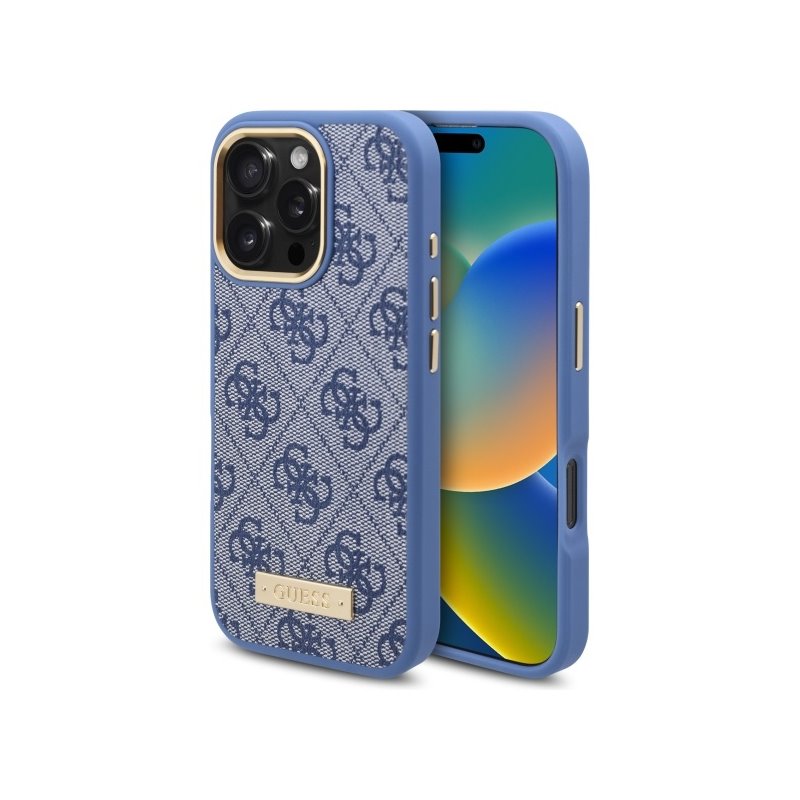 Guess iPhone 16 Pro Max blue hardcase 4G Logo Plate MagSafe Guess iPhone 16 Pro Max blue hardcase 4G Logo Plate MagSafe