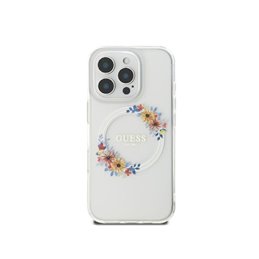 Guess iPhone 16 Pro Max transprent hardcase IML Flowers Wreath MagSafe