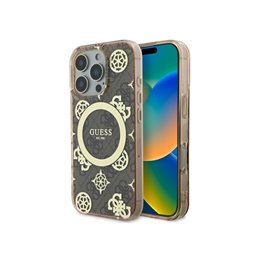 Guess iPhone 16 Pro Max brown hardcase IML Peony On 4G Background MagSafe