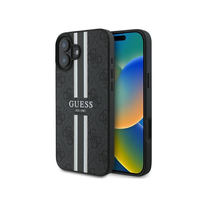Guess iPhone 16 black hardcase 4G Printed Stripes MagSafe Guess iPhone 16 black hardcase 4G Printed Stripes MagSafe
