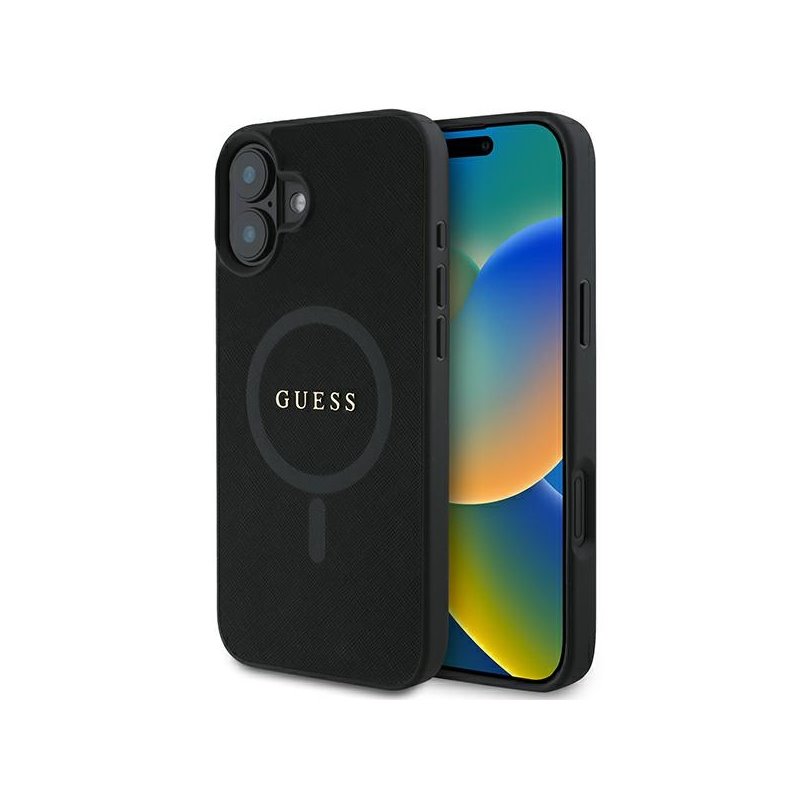 Guess iPhone 16 Plus black hardcase Saffiano Classic Logo MagSafe