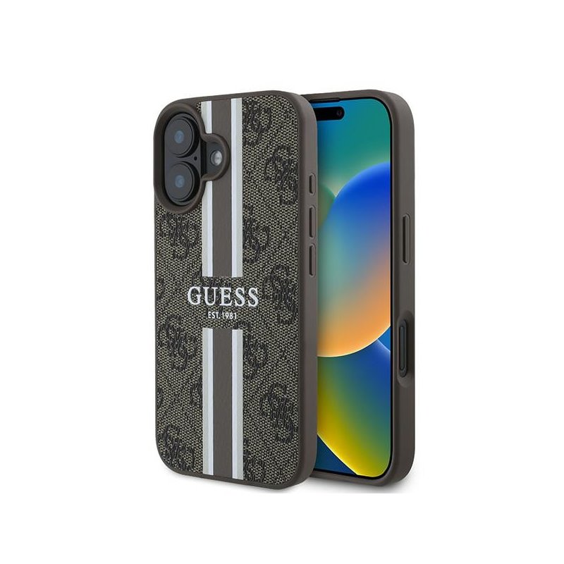Guess iPhone 16 Plus brown hardcase 4G Printed Stripes MagSafe Guess iPhone 16 Plus brown hardcase 4G Printed Stripes MagSafe