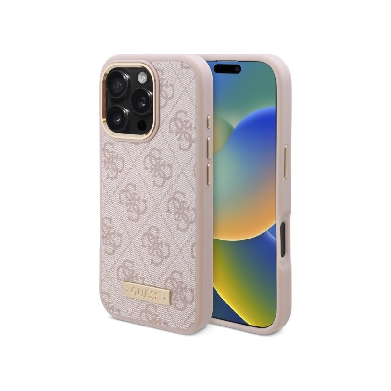 Guess iPhone 16 Pro pink hardcase 4G Logo Plate MagSafe Guess iPhone 16 Pro pink hardcase 4G Logo Plate MagSafe