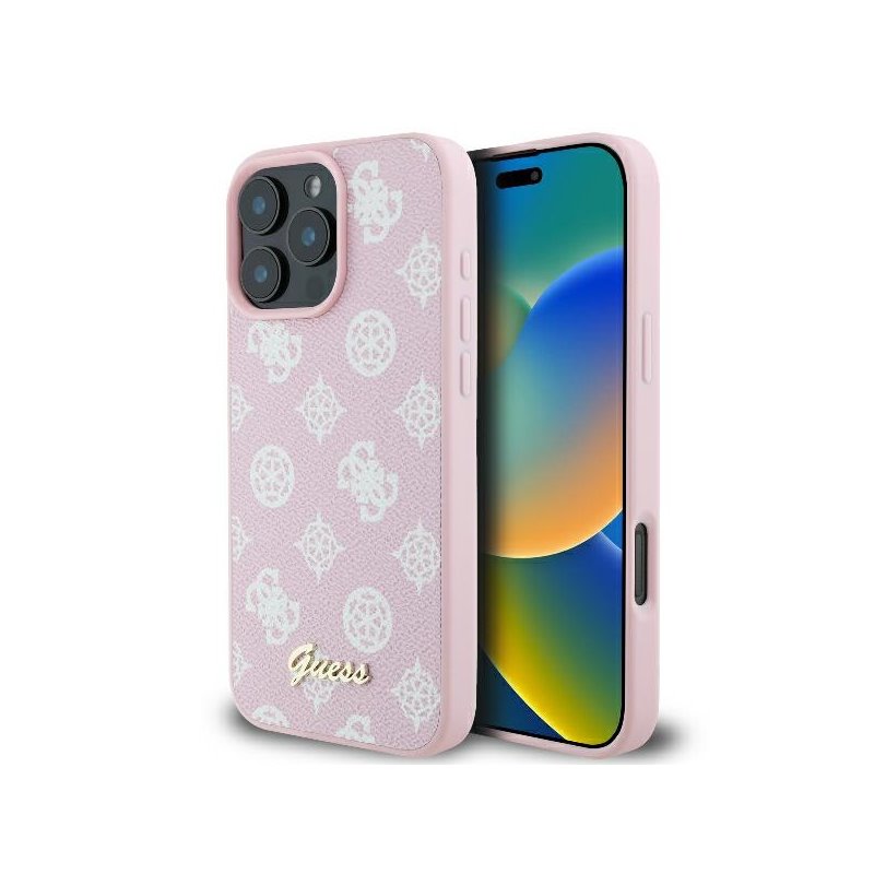 Guess iPhone 16 Pro pink hardcase Peony Script Logo MagSafe
