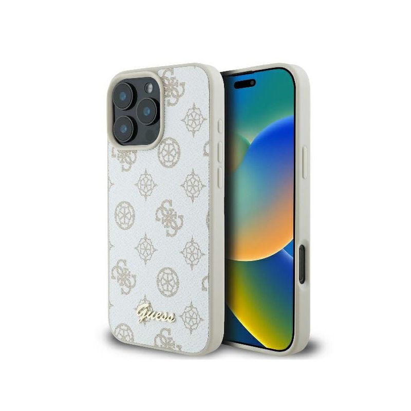 Guess iPhone 16 Pro white hardcase Peony Script Logo MagSafe Guess iPhone 16 Pro white hardcase Peony Script Logo MagSafe
