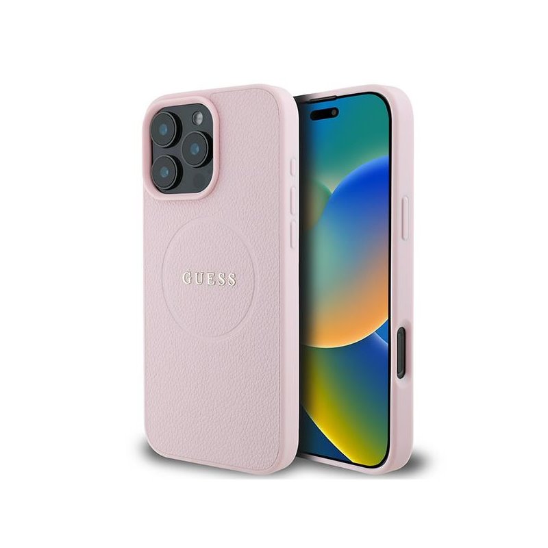 Guess iPhone 16 Pro pink hardcase Grained Ring MagSafe