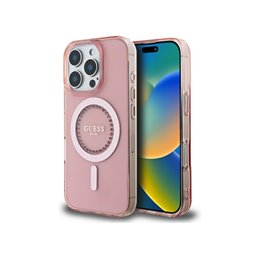 Guess iPhone 16 Pro pink hardcase IML Rhinestones MagSafe
