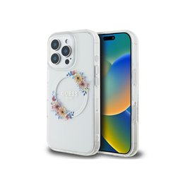Guess iPhone 16 Pro transprent hardcase IML Flowers Wreath MagSafe