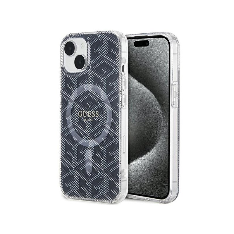 Guess iPhone 14 Plus/15 Plus black hardcase IML GCube MagSafe Guess iPhone 14 Plus/15 Plus black hardcase IML GCube MagSafe