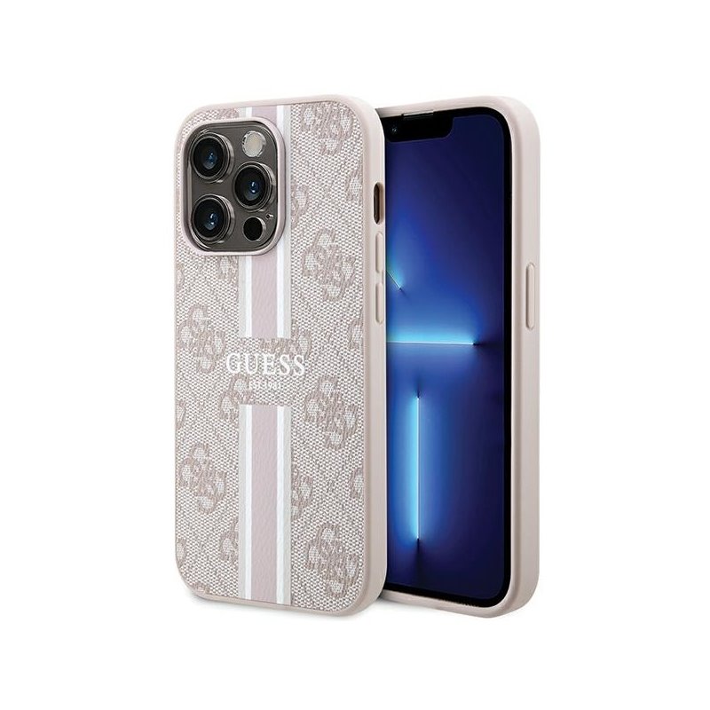 Guess iPhone 15 Pro pink hardcase 4G Printed Stripes MagSafe Guess iPhone 15 Pro pink hardcase 4G Printed Stripes MagSafe
