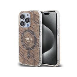 Guess iPhone 15 Pro brown hardcase IML GCube MagSafe