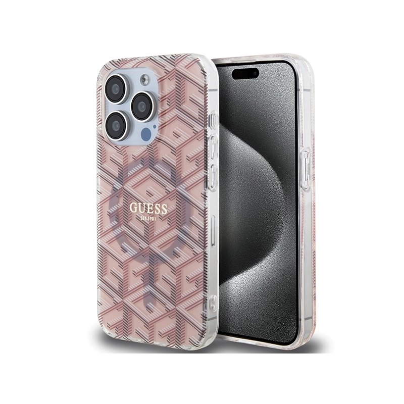 Guess iPhone 15 Pro pink hardcase IML GCube MagSafe Guess iPhone 15 Pro pink hardcase IML GCube MagSafe